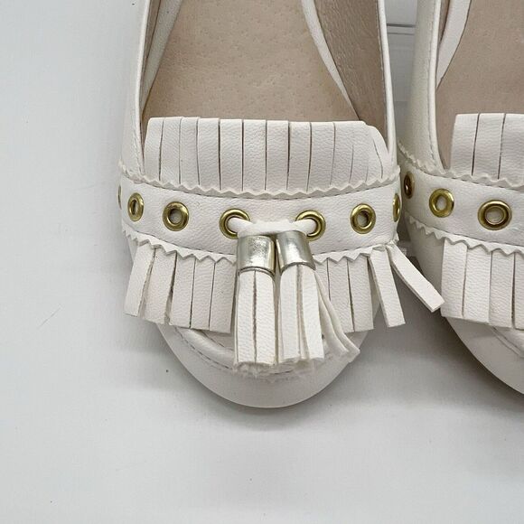 Aldo Women's Flats White Tassels Ballerina Shoes Size 7.5 - Picture 3 of 10